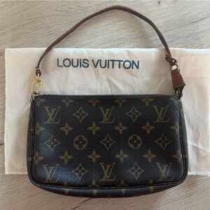 Louis Vuitton Monogram Clutch with Gold Accents